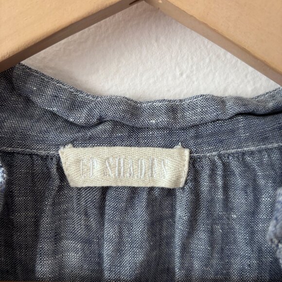 CP Shades Blue Chambray Linen A-Line Lagenlook Dress - Picture 6 of 6